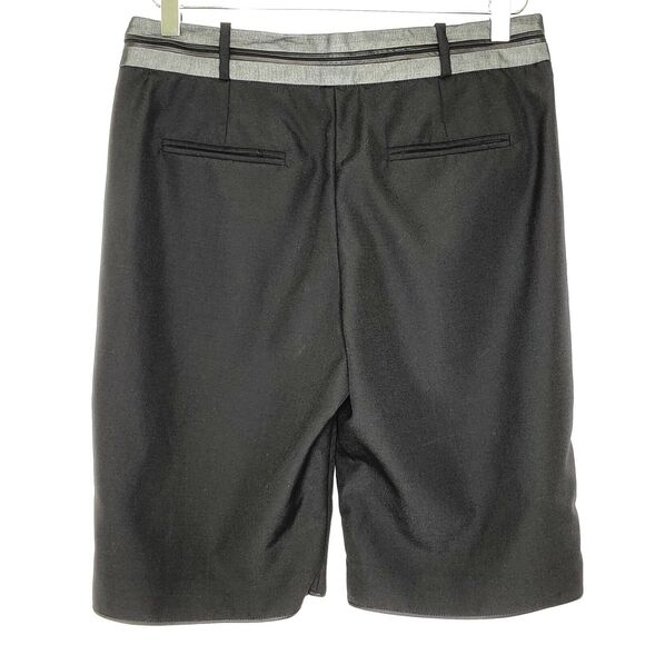 Alexander Wang High Rise Wool Bermuda Shorts 0 Black Silver - Picture 2 of 8